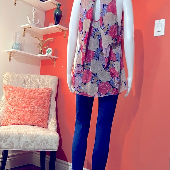 BEAUTIFUL, DIANE von FURSTENBERG blouse Multicoloured and sleeveless, size M - Picture 9 of 16